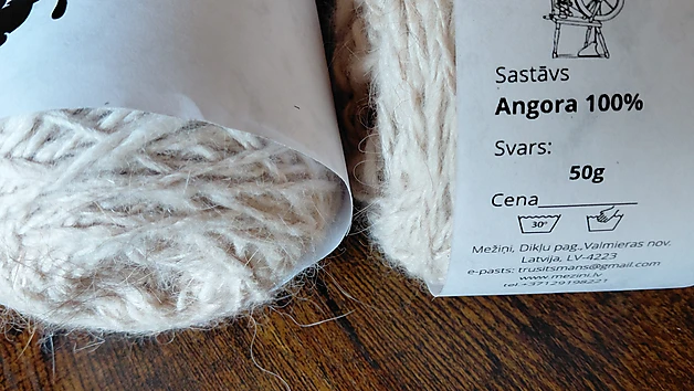 Ratiņvērpta dzija, 50g/Angora 100%/ viegli bēša