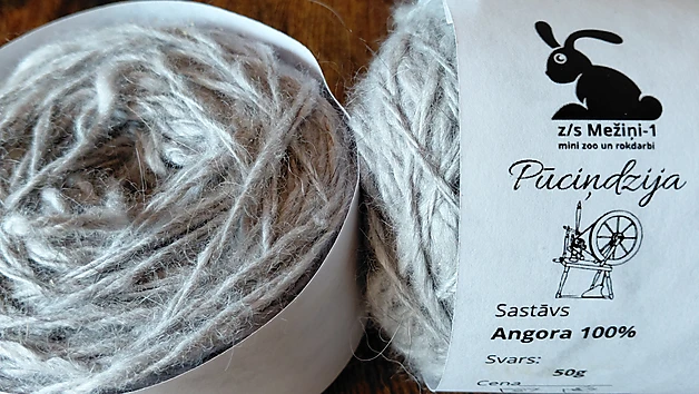 Ratiņvērpta dzija, 50g/Angora 100%, pelēka